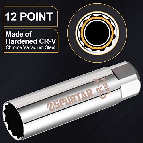 Image of Spurtar 14mm Spark Plug Socket 3 /8-inch Drive Thin Wall Magnetic 12-Point