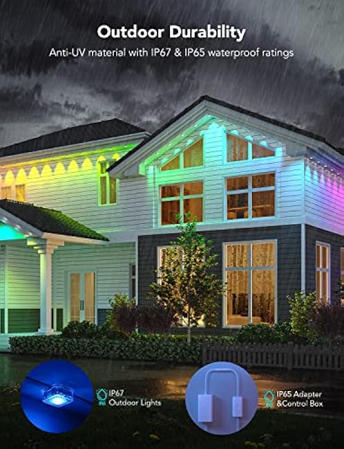 Govee Permanent Outdoor Lights, Smart RGBIC Outdoor Lights with 75 Scene Modes, 150ft with 108 LED Lights, IP67 Waterproof for Patio Decorations, Work with Alexa, Google Assistant, White