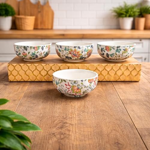 Image of Niyara Stoneware Handmade Ceramic Stylish Premium Serving Bowls /Salad Tray Microwave Dishwasher Safe (White Multicolor)