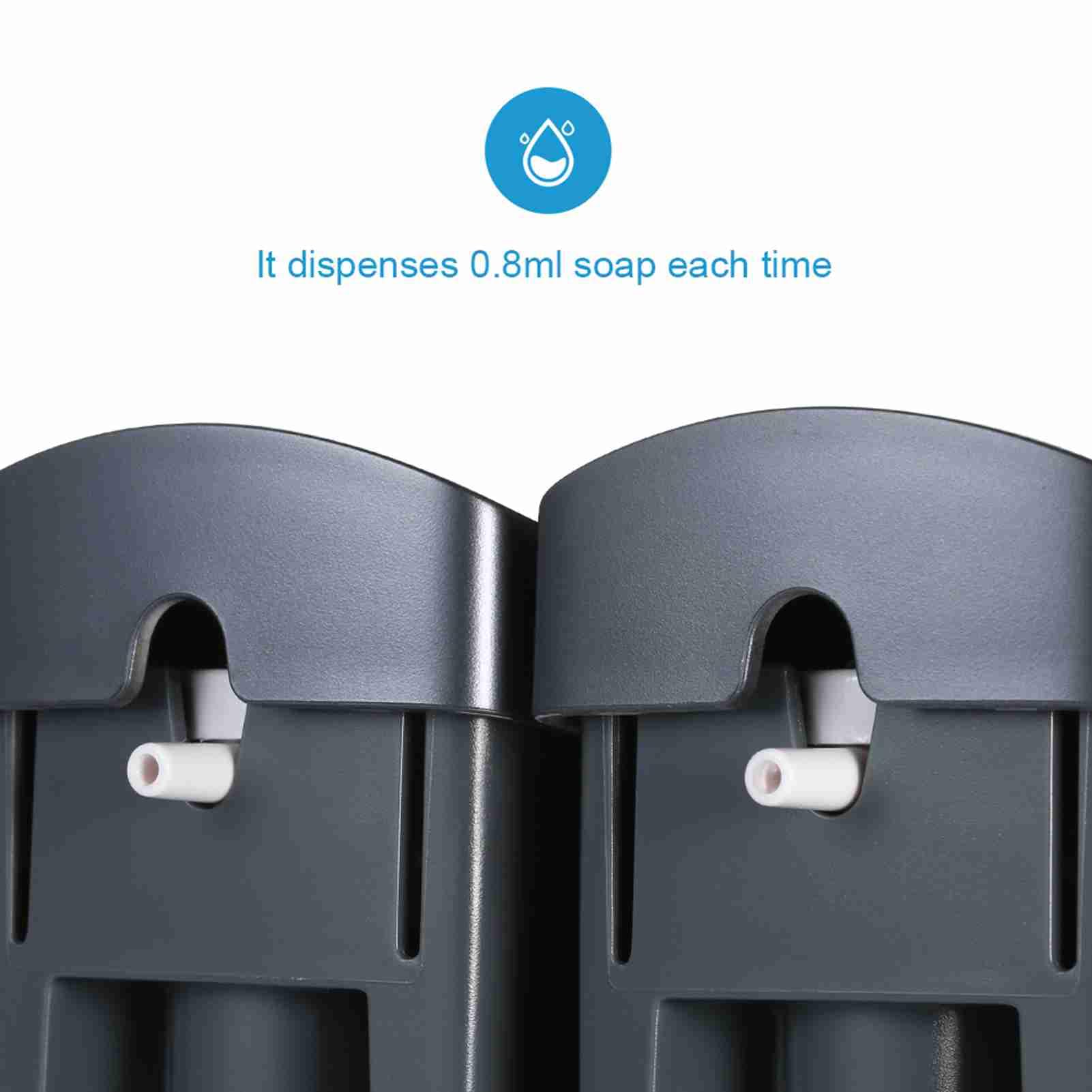 Dispenser di Sapone Fissaggio a Parete, Ricaricabile Parete a Doppia Testa, Senza Fori, Dispenser Manuale per Sapone da Bagno, Gel Doccia,Liquido Shampoo(300 ml × 2)