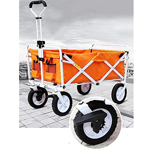 Trolleys, Klappbarer Gartentrolley, Schwerlastwagen, Multifunktions-Einkaufswagen für Outdoor-Camping, Angeln, Ziehwagen mit 4 Rädern, Statische Belastung 150 Kg/Khaki – Bild 7