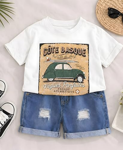Image of Googo Gaaga Boys Printed Clothing Set | Tshirt Combo Set - Includes a stylish T-shirt and matching shorts for a complete everyday outfit.