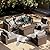 GREZJXC 7-Pieces Patio Furniture Sets Outdoor Sectional Sofa with 44'' Propane Rattan Wicker Firepit Table, Patio Sectional Conversation Set with Cushions for Backyard, Poolside, Garden Grey