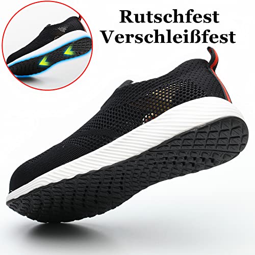 NACKINg Arbeitsschuhe Herren Sicherheitsschuhe Damen Leicht Atmungsaktiv Sportlich Schutzschuhe mit Stahlkappen, Schwarz, EU 38