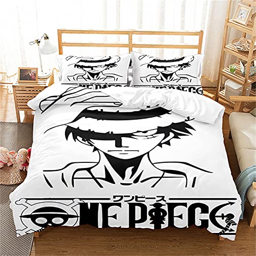 LKFFHAVD - Parure de lit Anime One Piece - Parure de lit Luffy - Housse de couette - Impression 3D - 100 % microfibre - Avec taie d'oreiller - Pour enfants/garçons et filles (220 x 240 cm, 10) Cover