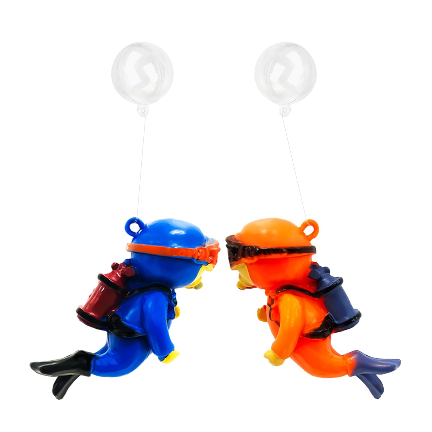 MEMOFYND 2 adornos para acuario de buceo, decoración de acuario (azul, naranja)