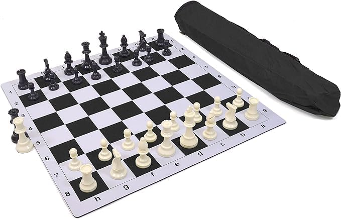 Miniatura 6 de Juego de ajedrez profesional, tapete de ajedrez plegable de torneo grueso y piezas con bolsa de viaje.