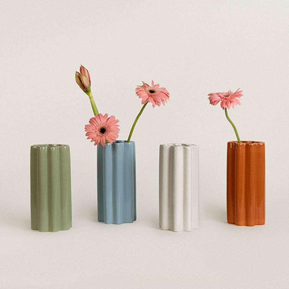 wazon Wazon ceramiczny w kształcie cylindra do kompozycji kwiatowych, hydroponiczny pojemnik na świeże kwiaty, dekoracja domu akcenty dekoracyjne do domu(Green)