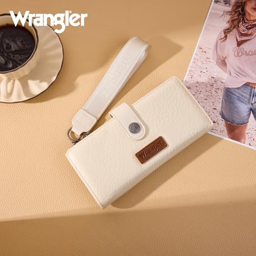 Image of Montana West X Wrangler Wristlet Wallets for Women Large Bifold Clutch Wallets with Coin Purse Smooth Zipper and Rfid Lining
