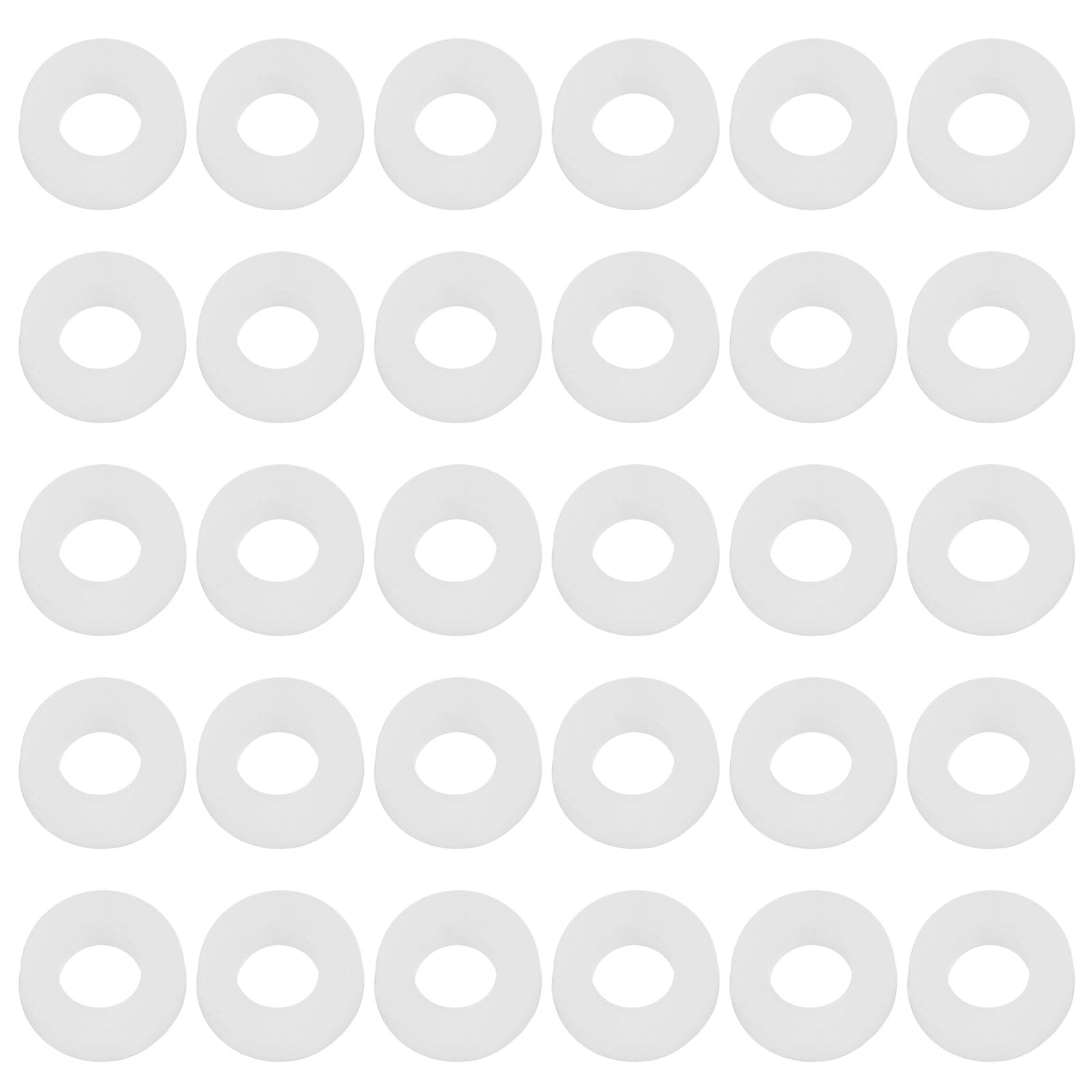 DEFANEX 30pcs Silicone Flat Washer (ID 6mm OD 12mm Thick 3mm) - Soft & Flexible O Sealing Ring Fastener Sealing Spacer Gasket Accessories for Shower Head Water Hose Valve Pump, White
