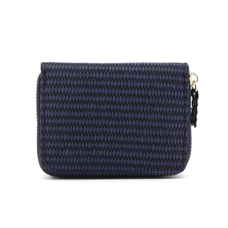 Raffia Woven Wallet with Large Capacity and Multi-Functional Card Slots (DARK BLUE)