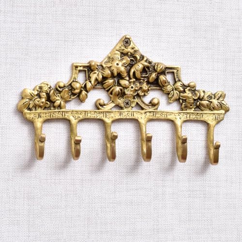 Stylentdecor Victorian Wall Hooks For Keys- Boho Key Holder For Wall Decor- Victorian Brass Coat Hooks- 6 Prong Decorative Key Hooks For Wall- Antique Key Hanger- Shabby Chic Towel Hooks- 1 Piece thumb #1