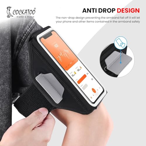 Image of Cockatoo AB01- Adjustable Sports Arm Band, Waterproof Anti Sweat PU Material, Black