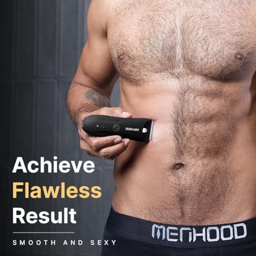 Image of MENHOOD Trimmer 1.0 Pro Black Waterproof Manscaping Body Ball Groin Trimmer for Men Type-C Wireless Charge LED Spotlight 150 Min Runtime Ceramic Blade IPX7