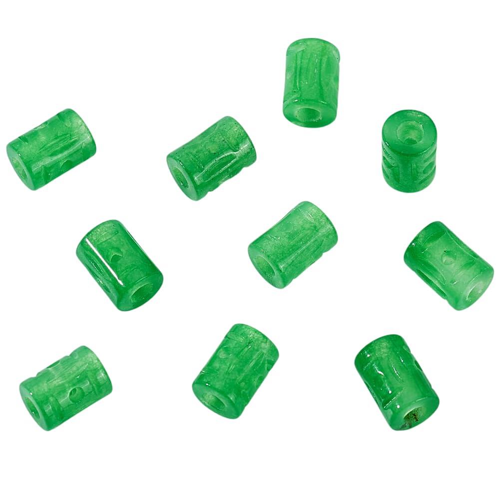 Perles en pierre de jade naturelle à grand trou AHANDMAKER pour création de bijoux DIY - Lot de 10
