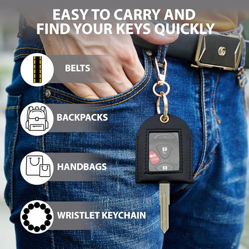 Image of Leather Keys Sleeve for Broken Car Key Loop Replacement, Keychain Cover Cute Protector and Holder for Men, Women