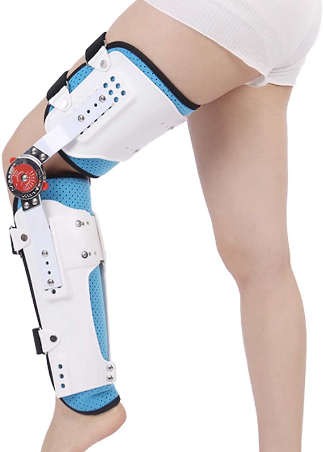NGDFGR Adult Hinged Leg Knee Brace, Hinged Immobilizer For Ligament Injury, Orthosis Stabilizer Post Op Adjustable Recovery Support For Orthopedic Rehab,Left