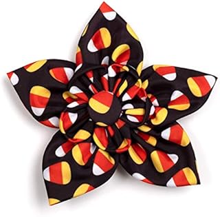 The Worthy Dog Halloween Costume Candy Corn Pattern Designer Adjustable Collar Attachment Flower Accessory for Dogs Cats Pets|Cute, Comfortable and Durable - Large, Black