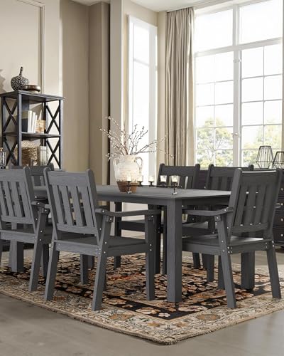 Image of YEFU Patio Dining Chairs Set of 6: All Weather Outdoor Dining Chairs with Wide Curved Seat and Backrest - Outdoor Furniture Plastic for Outside Backyard /Garden /Porch /Deck 350lbs Capacity Grey