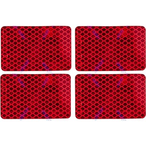 All Star Truck Parts] Amber/Red 2x3 Rectangle High Visibility Reflective Stick-On Prism Reflector DOT-SAE Strong Weatherproof Trailer Camper RV Flatbed Fender Property Boat Marine Sign (Red, Qty 4) Cover