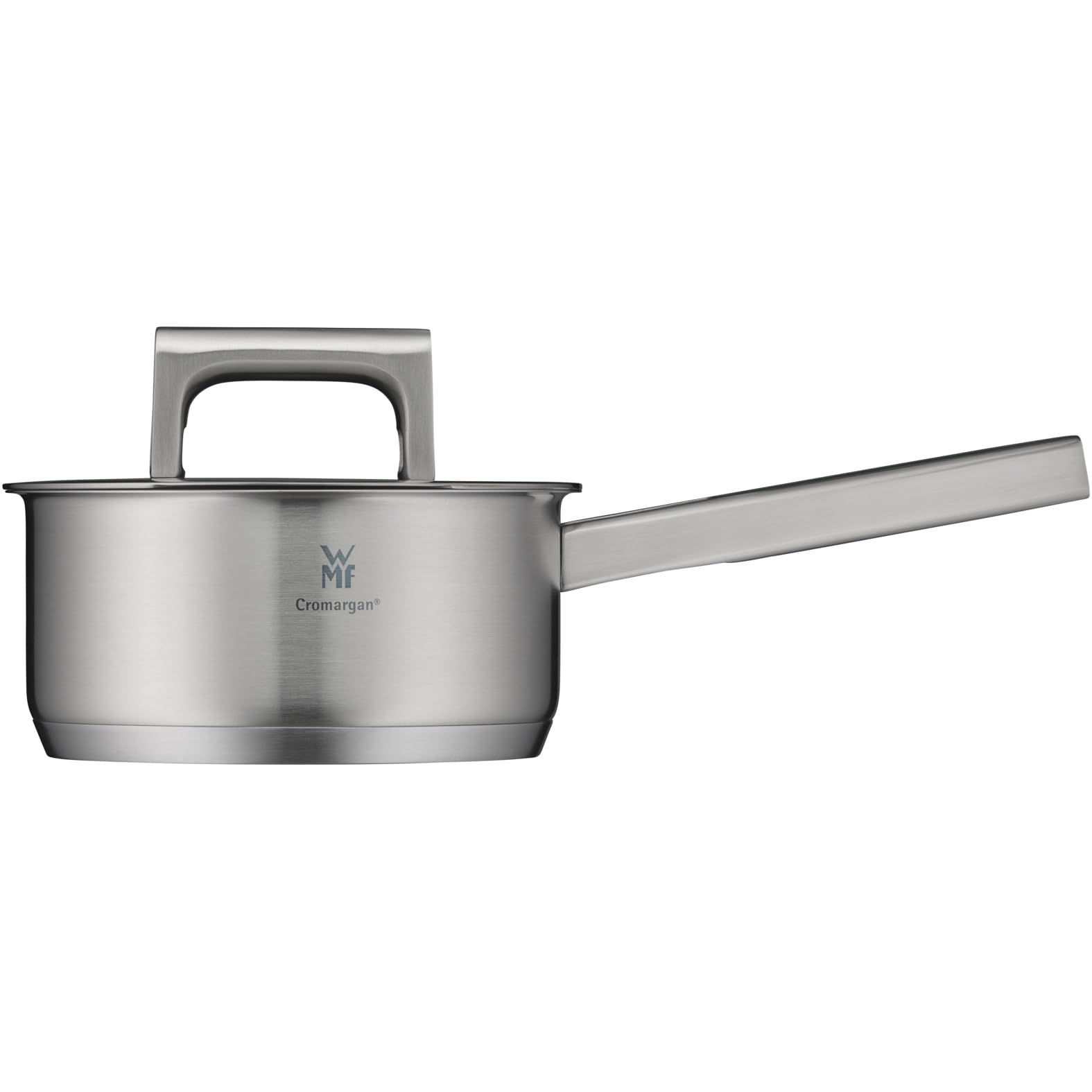 WMF Ultimate Cool Stielkasserolle 16cm mit Deckel, Kochtopf klein 1,4l, Milchtopf Induktion, Cromargan Edelstahl matt, unbeschichtet, Induktions Topf mit Innenskalierung, spülmaschinengeeignet