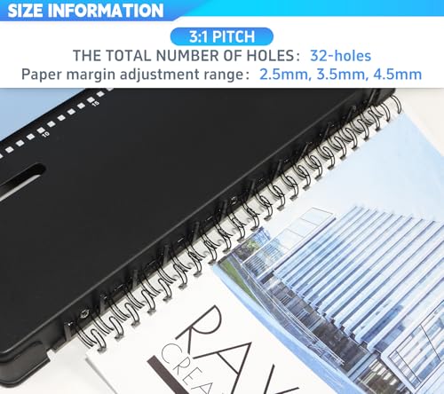 rayson td-132 wire binding machine 32-hole spiral coil binder 31 pitch punches 12 sheets binds up to 120 sheets sturdy metal construction