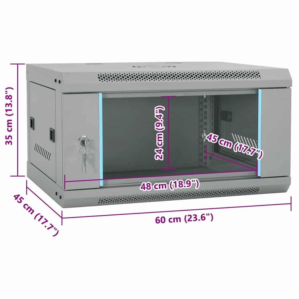 Armadio di rete con archiviazione, grigio, 60 x 45 x 35 cm, in acciaio, per ufficio e appartamento con vetro di sicurezza monolastra – Armadio di rete industriale con robuste maniglie a chiavistello