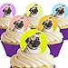 Cakeshop 12 x PRE-CUT Cute Pug Dog Edible Cake Toppers