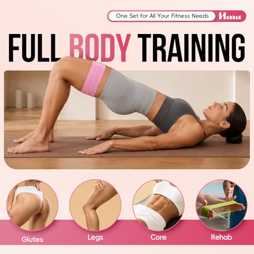 Image of Fabric Resistance Band Set with Exercise Guide, 3 Levels for Hip and Glute | For women and men; 3 resistance levels with an exercise guide for legs, squats, yoga, fitness, and physical therapy