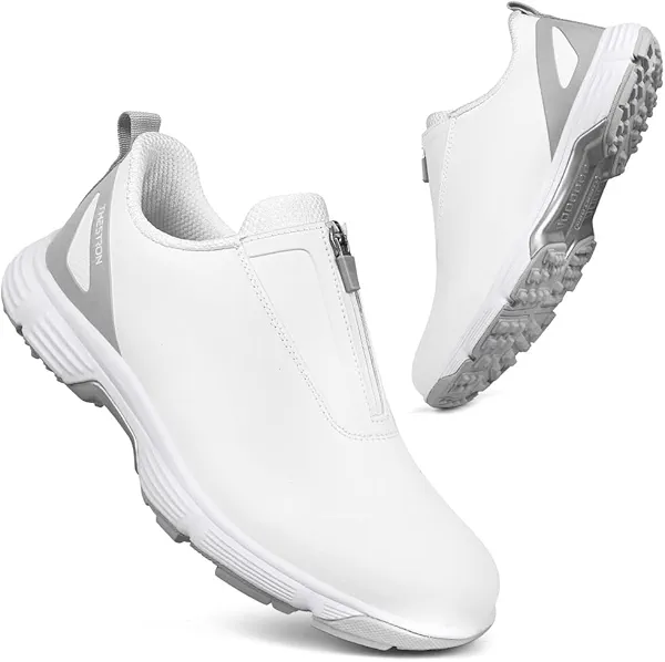 THESTRON Women Waterproof Golf Shoes Spikes Golf Training Sneakers Female Golf Footwears Zipper Golf Sports Shoes Women Walking Sneakers with Spikes Zipper