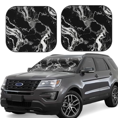 Pare-soleil de voiture en marbre pliables taille S pour berline et SUV (Lot de 2)