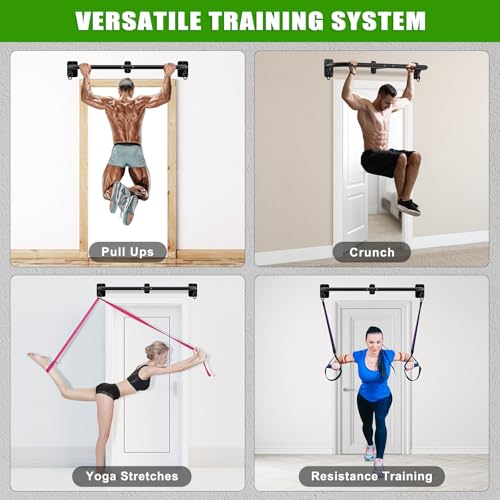 SELEWARE Heavy Duty Wall Mount Pull Up Bar, 450LB Capacity Joist Mount Chin Up Bar for Doorway, Sturdy Steel Construction, w/Resistance Band Hooks, Fits 32" Wall Studs for Home Gym Strength Training - Image 4