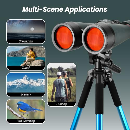 Image of ESSLNB 20x80 Astronomy Binoculars for Adults, High Powered Stargazing Outdoor Waterproof Binoculars for Travel Bird Watching Hunting with BAK4 Prism FMC Lens Carrying Bag (Red)