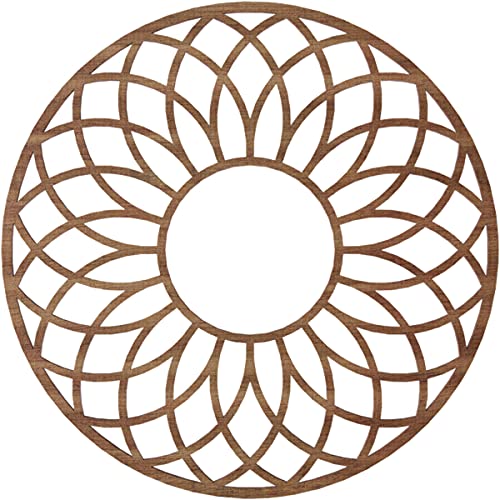 Image of Ekena Millwork 16 inchOD x 5 1 /2 inchID x 3 /8 inchT Cannes Wood Fretwork Pierced Ceiling Medallion, Walnut