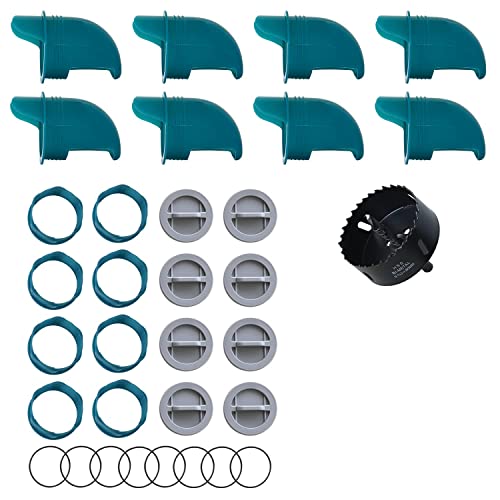 Mangeoires de Poulet sans gaspillage 8 Ports + scie Cloche, mangeoire Automatique pour Poulets, Canards, oies, Oiseaux, cailles