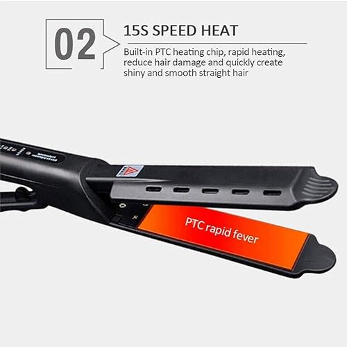 Miniatura 5 de Plancha para el cabello, plancha de pelo iónica de turmalina de cerámica, doble uso seco y húmedo para el cuidado del cabello, temperatura