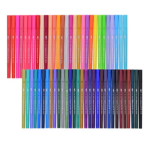 Aibecy 60 cores caneta marcador de pintura 0,4 mm ponta fina e ponta de pincel marca-texto 1-2 mm pa
