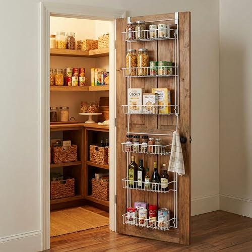 Over the Door Organizer - 6-Tier Adjustable Pantry Shelves and Rack for Kitchen Organization - Organization and Storage by Lavish Home (White) - Image 10