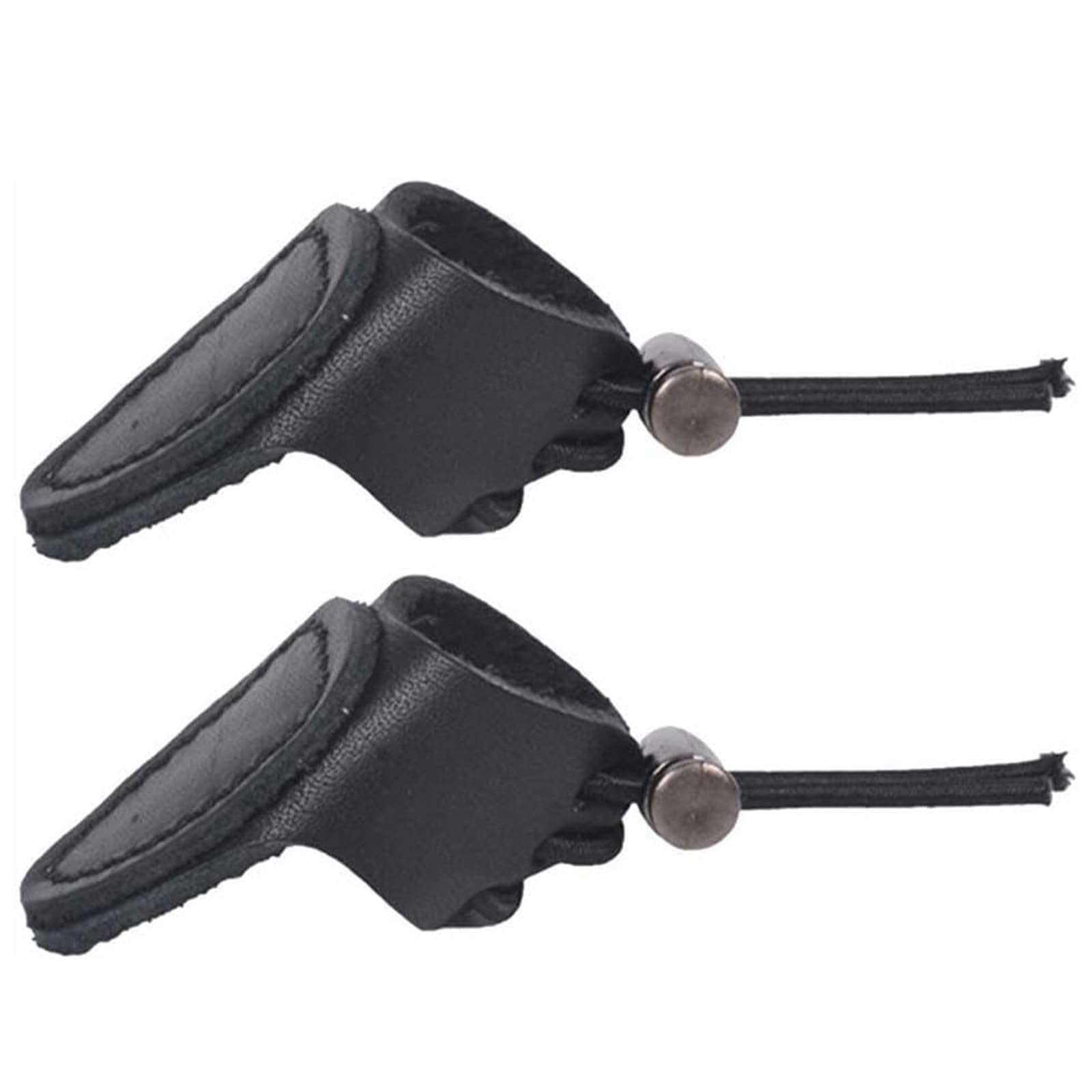 BBTISG 2 Pcs Archery Thumb Ring, PU Leather Thumb Finger Guard Tab with Rope Leather Archery Thumb Ring Finger Guard for Bow Protection (Black)