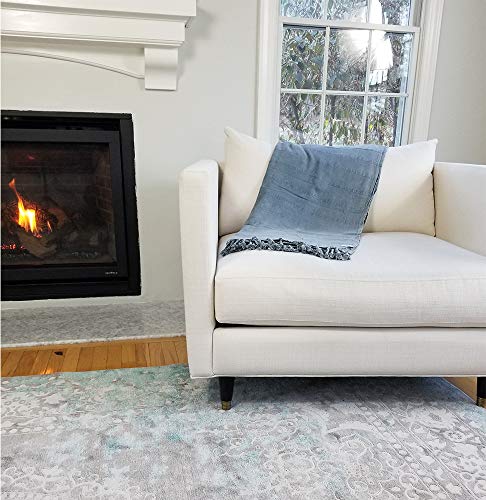 Large Stonewashed Turkish Throw Blanket In Denim Blue-Grey, Soft, Cozy And Lightweight, Perfect For Use As A Love Seat Or Sofa Throw, Partical Bed Cover, Beach Blanket, 100% Cotton (Large Denim) #TOP4