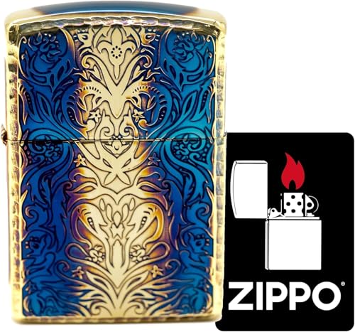 Encendedor Zippo Oil Gold Armor Floral Antiguo miniatura 2