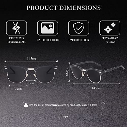 Image of Classic Semi Rimless Polarized Sunglasses for Men Women Half Frame Retro Driving Sun Glasses NP1006