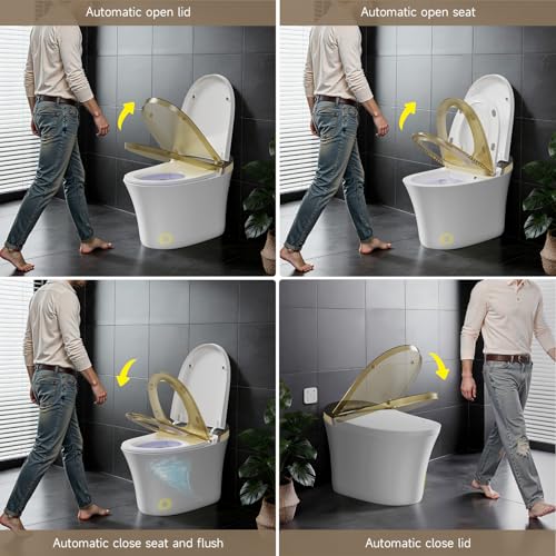 Inodoro inteligente premium con escudo de espuma, inodoro bidé de una pieza con doble descarga 1,1/1,28 GPF, apertura y cierre automáticos, asiento calefactado ultra ancho, lavado tibio y secado al aire, esterilización UV miniatura 2