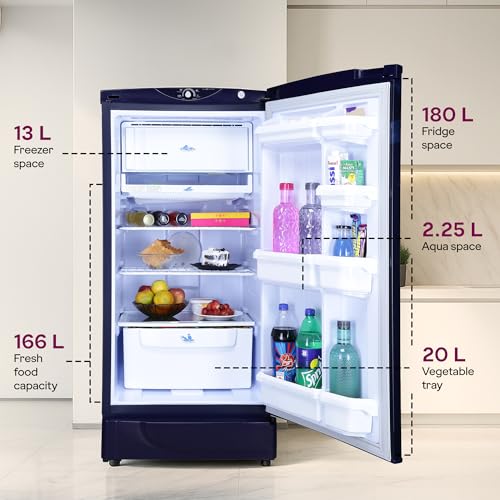 Image of Godrej 180L 1Star 5 Years Comprehensive Warranty | | Advanced Capillary Technology| Jumbo Vegetable Tray| 2.25L Bottle Space Single Door Refrigerator (RD EDGE 205AN WRF PP BL, Pep Blue)