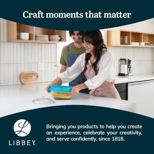 Image of Libbey Baker's Premium 3 Piece Glass Baking Dish Set, Stackable, Space Saving Casserole Dish with Lid Set, Baking Glassware for Casseroles, Desserts