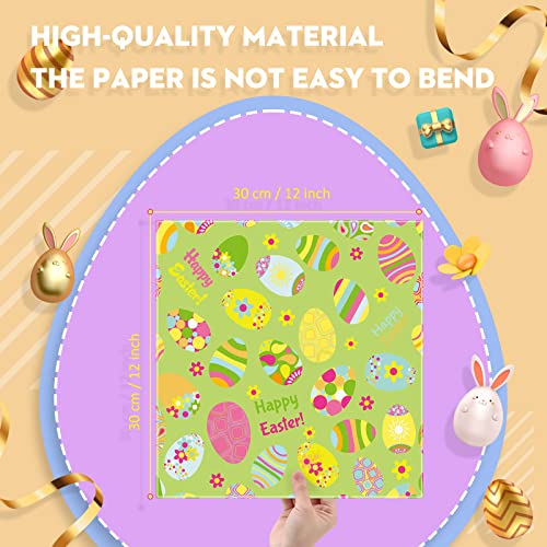 120 Sheets 12 X 12 Inch Easter Pattern Scrapbook Paper Easter Cardstock Paper Double Sided Scrapbook Paper Craft Tissue Paper Decorative Origami Paper Wrapping Paper, 12 Patterns #TOP2