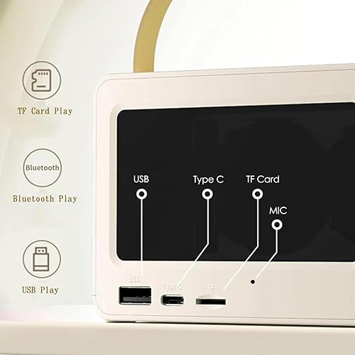 Miniatura 3 de Altavoz Bluetooth retro con luces RGB - Altavoz inalámbrico portátil compatible con tarjeta USBTF para uso en exteriores e interiores (crema)