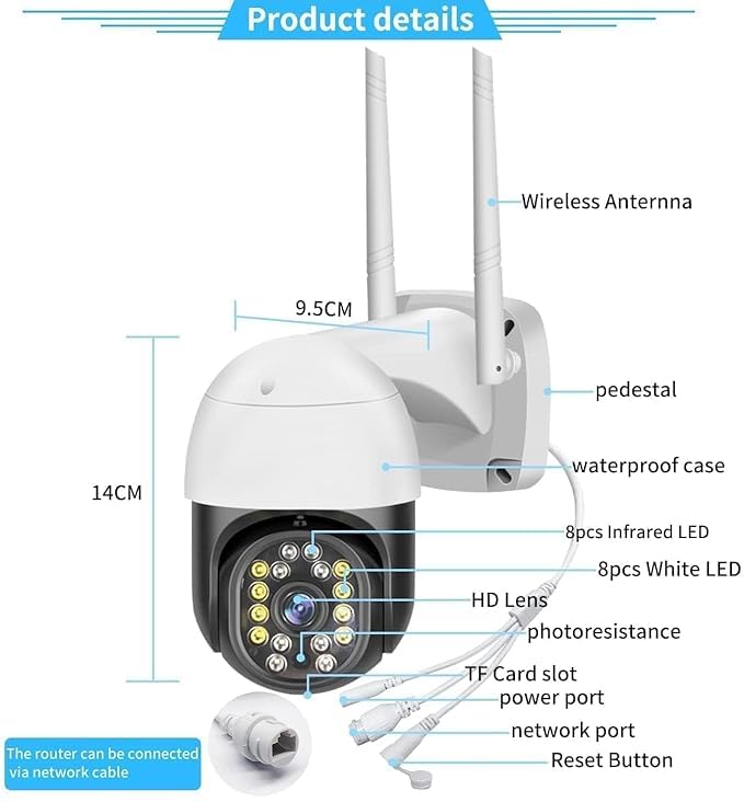 Image of JB Supar 4MP WiFi PTZ Security Camera for Home Outdoor | Full HD | 360 Rotation | Color Night Vision | Motion Detection | Two Way Audio | Wireless CCTV Camera with Mobile App V380 Pro (Black Dome)