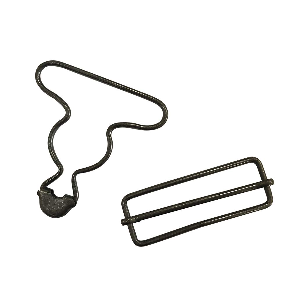 2 inch Inside Bottom Size Bronze Suspender Buckle with Rectangle Buckle Sliding Bar Pack of 10 Sets (Black) Q2058