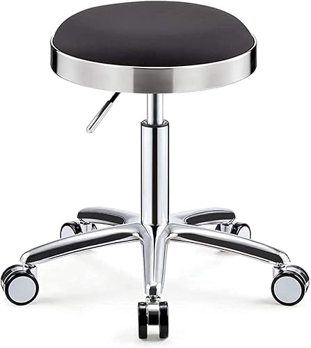 Taburete redondo con ruedas, altura de la silla de tocador con ruedas, hidráulica resistente para tienda, guitarra, laboratorio, tatuaje, banco de